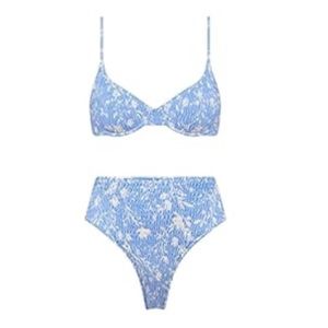 NWT High waisted, smocked ruched push-up two piece swimsuit